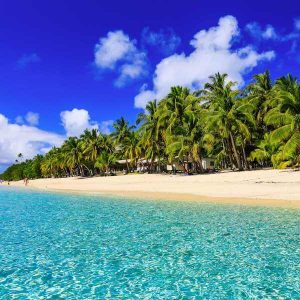 Clear water and beautiful beach in Fiji
