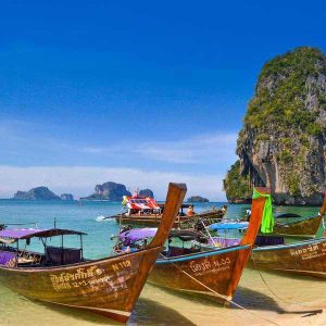 Boats on the beach in Phuket Thailand